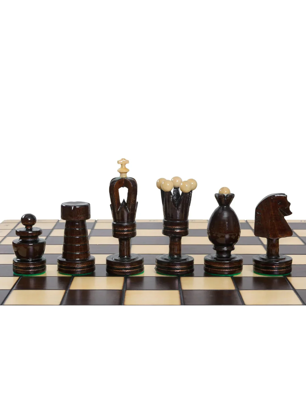 Beech Chess Set with Folding Board & Brass Inlay - Image 4