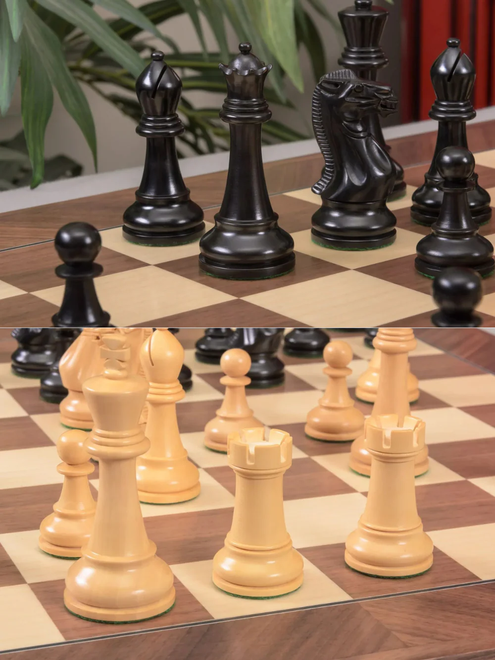 The Winchester Series Chess Pieces - 4" King (Ebonised Boxwood and Natural Boxwood) - Image 3