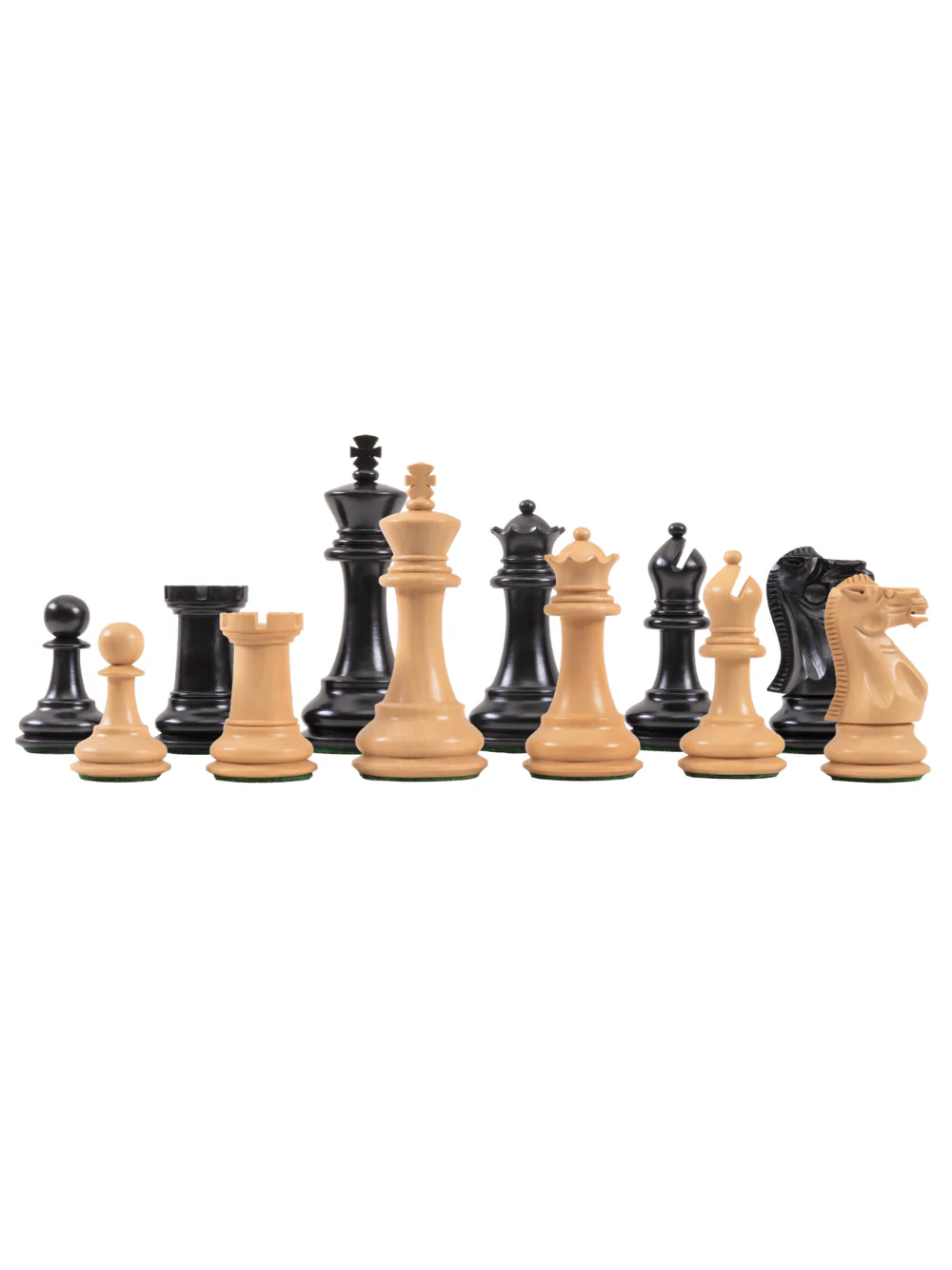 The York Series Chess Pieces - 3.5" King (Ebonised Boxwood and Natural Boxwood) - Image 2